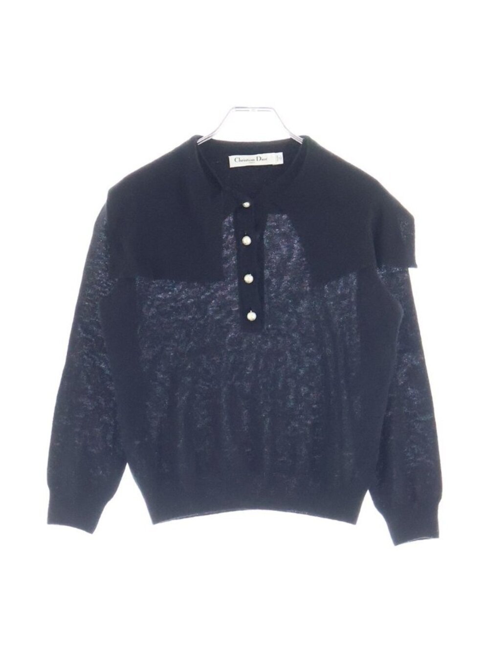 Dior CD Logo Pearl Button Cashmere Knit Sweater Black
